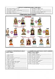 English Worksheet: LISAS FAMILY