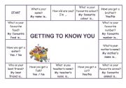 English Worksheet: Getting to know you - game