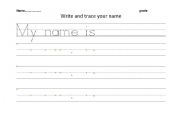 English worksheet: trace and write your name