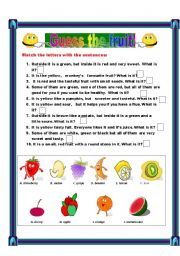 English Worksheet: guess the fruit