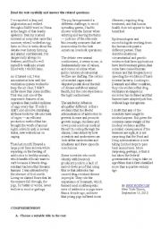 English Worksheet: the problems of factory farming and the use of antibiotics to feed healthy animals as well as animal confinement.
