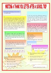 English Worksheet: Writing a thank you letter 