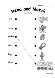 English Worksheet: short I picture match