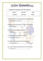 English Worksheet: Echo Questions