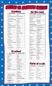 English Worksheet: British vs American English part 1