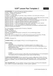 English Worksheet: Language Arts 6th Grade Lesson Plan