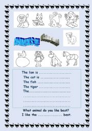 English worksheet: Paint these cute animals and describe them.