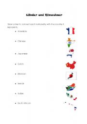 English worksheet: Countries and Nationalities  1/2