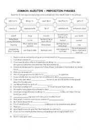 Adjective + preposition phrases