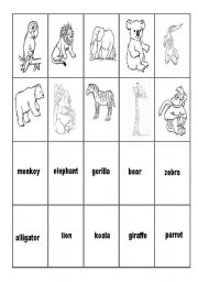 English worksheet: animal cards