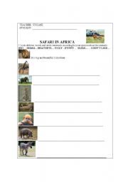 English worksheet: Safari in Africa