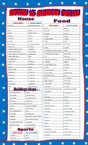 English Worksheet: BRITISH VS AMERICAN ENGLISH PART 2