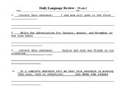 English worksheet: Daily Language Review