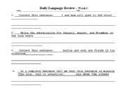 English Worksheet: Daily Language Review