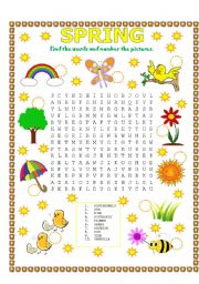 English Worksheet: WORD SEARCH (SPRING)