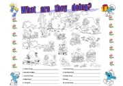 English Worksheet: Smurf Actions!!!!!!!!