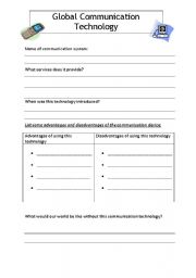 English Worksheet: Global Communication Investigation Worksheet