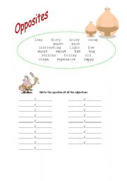 English Worksheet: Opposites