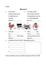 English Worksheet: Who Am I? 