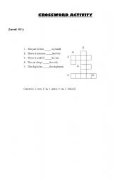 English worksheet: Crossword Activity - Prepositions of Place