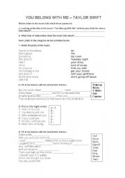 English Worksheet: You Belong with me 