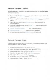 English worksheet: Exercises on Pronouns