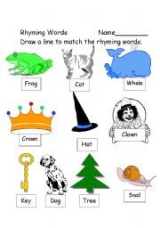 English Worksheet: rhyming words and pictures