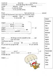 English worksheet: Cheryl Cole    Parachute  SONG