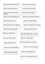 English Worksheet: Conversation Questions about favorite things