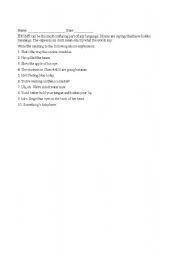 English Worksheet: Idioms