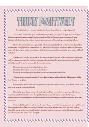 English Worksheet: think positively