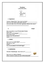 English Worksheet: Restaurant: Menu