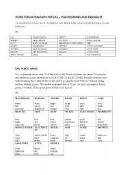 English Worksheet: Word Formation and Taboo games for CAE