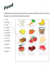 English Worksheet: food
