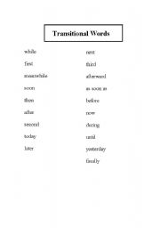 English Worksheet: Transitional Words