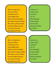 English Worksheet: pair work, speaking