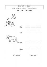 English worksheet: Dog and cat