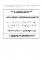 English Worksheet: Saying Hello- role play & intonation