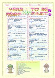 English Worksheet: VERB TO BE : PRESENT  AND  PAST.