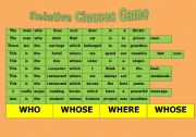 English Worksheet: RELATIVE CLAUSE GAME