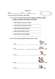 English Worksheet: frequency adverbs