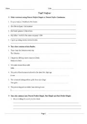 English worksheet: test paper