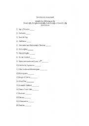 English Worksheet: Revolutions Assessment 