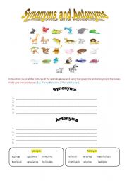 English Worksheet: SYNONYMS AND ANTONYMS FOR KIDS!