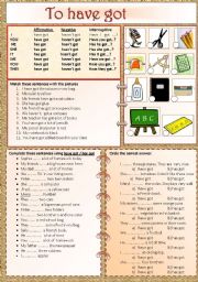 English Worksheet: TO HAVE GOT