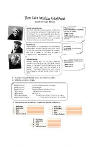 English Worksheet: three latin amricans writers