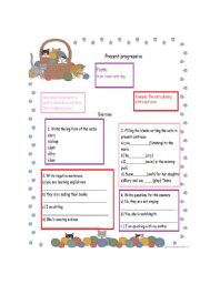 English Worksheet: Present progressive