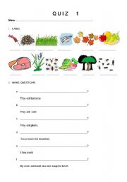 English worksheet: animals and food 1