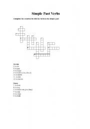 English Worksheet: crosswords - simple past