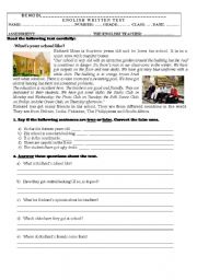 English Worksheet: Test On School (7th grade)